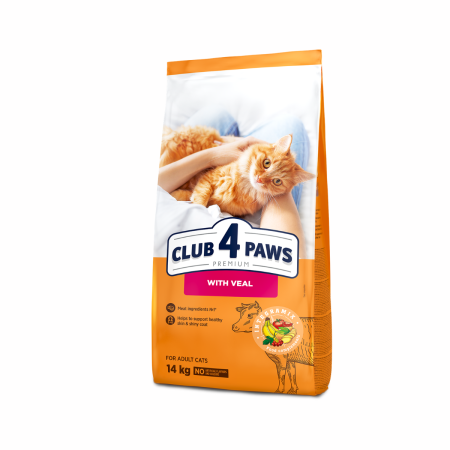 Hrana uscata - Club 4 Paws Premium, Hrana uscata pisici adulte, cu Vita, 14kg