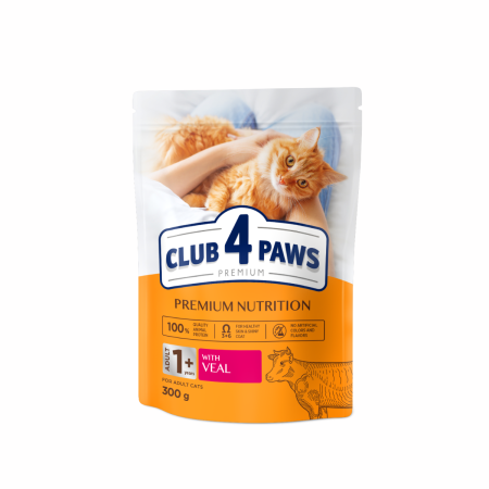 Hrana uscata - Club 4 Paws Premium, Hrana uscata pisici adulte, cu Vita, 300g