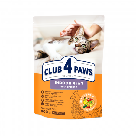 Club 4 Paws Premium Indoor Hrana uscata pisici adulte 0,9 kg