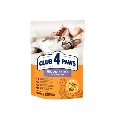 Club 4 Paws Premium, Indoor, Hrana uscata pisici adulte, 900g