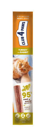 Produse pentru pisici - Club 4 Paws Premium Recompense pentru pisici, stick cu iepure si curcan, 5g