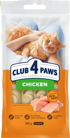 Recompense - Club 4 Paws, Recompense cremoase pisici - cu pui, 4x15g