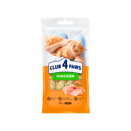 Recompense - Club 4 Paws, Recompense cremoase pisici - cu pui, 4x15g