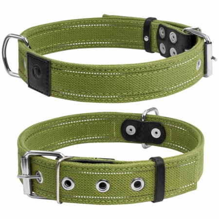 Produse pentru caini - Collar, Zgarda caini dubla, 35mm latime, 51-63cm lungime, verde