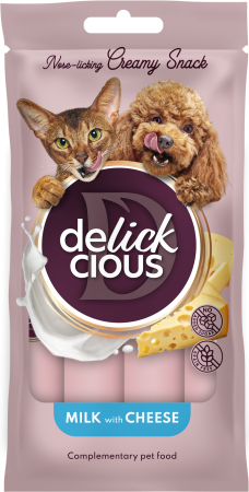Recompense - DELICKCIOUS, Recompense cremoase caini si pisici - lapte cascaval, 60g