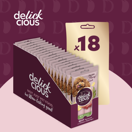 DELICKCIOUS, Recompense cremoase caini - Vita, cascaval si asparagus, 60g [6]