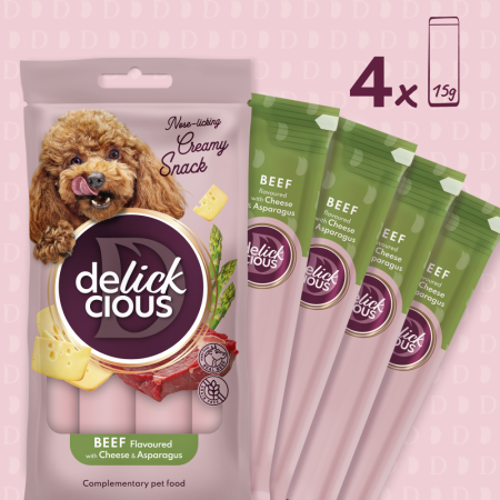 DELICKCIOUS, Recompense cremoase caini - Vita, cascaval si asparagus, 60g [4]