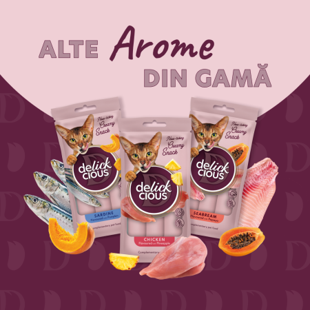 DELICKCIOUS, Recompense cremoase cu ton si aloe pentru pisici, 2x60g [5]