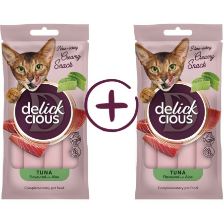 Recompense - DELICKCIOUS, Recompense cremoase cu ton si aloe pentru pisici, 2x60g