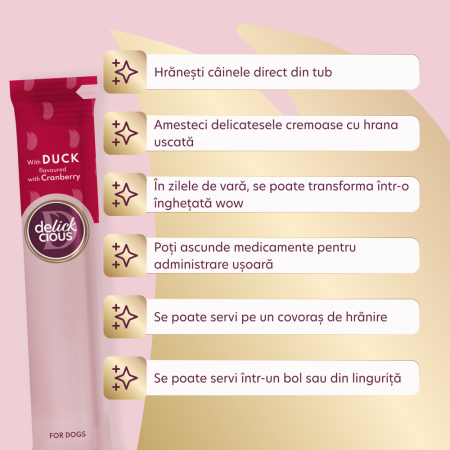 DELICKCIOUS, Recompense cremoase pisici - Rata si merisoare, 60g [2]