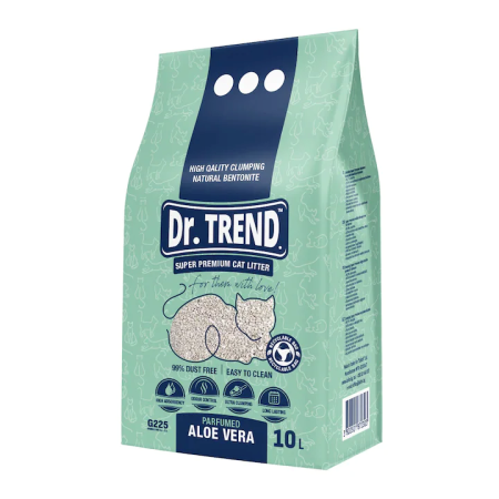 Asternut igienic - Dr.Trend Asternut igienic bentonita pentru pisici - Aloe vera, 10L