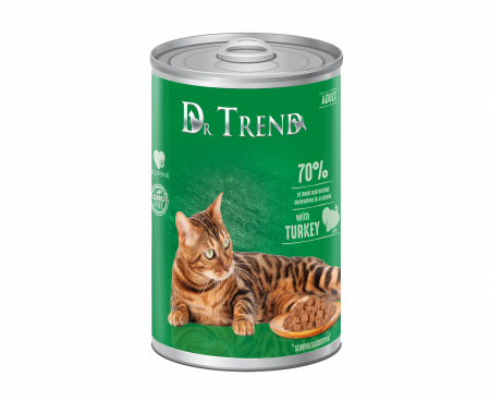 Produse pentru pisici - 10 Conserve cu hrana umeda pentru pisici, curcan, Dr. Trend