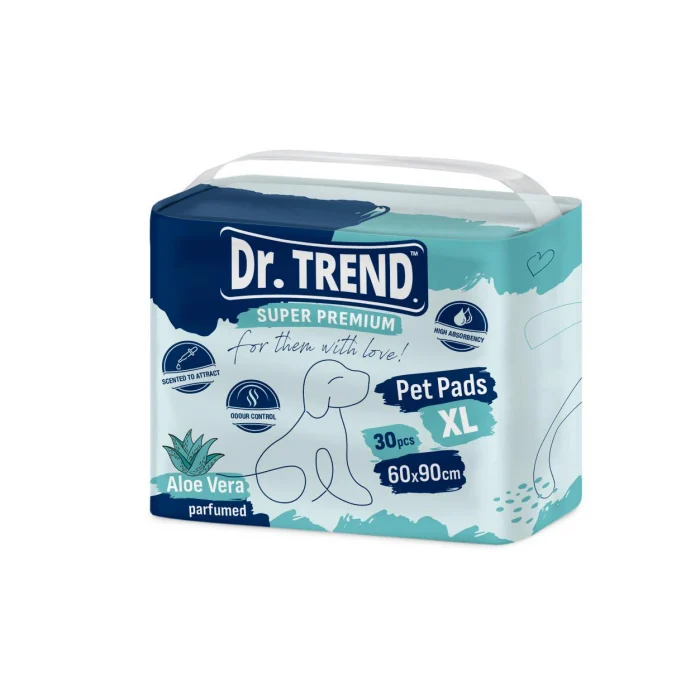 Igiena caini - Dr.Trend, Covorase absorbante, caini XL, 60x90cm - Aloe Vera, 30buc