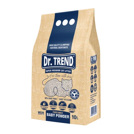 Produse pentru pisici - Dr.Trend Premium, Asternut igienic pentru pisici - Baby Powder, 10L