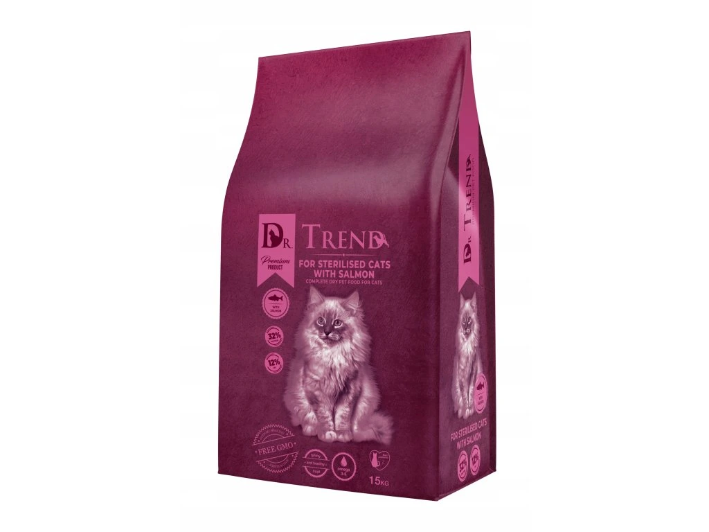 Dr.Trend Premium, Hrana uscata, pisici sterilizate - cu somon, 15 kg