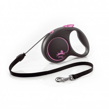 Accesorii - Lesa retractabila cu snur de 5m, roz, Flexi Black Design