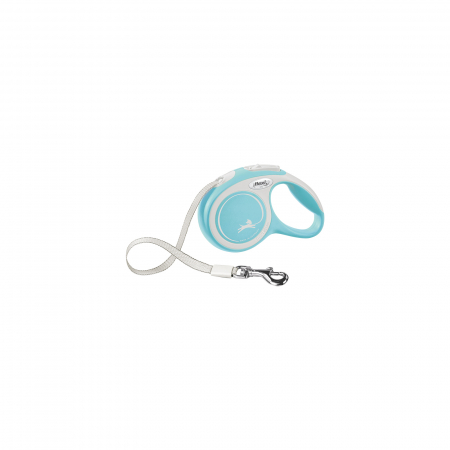 Produse pentru caini - Lesa retractabila cu banda de 3m, albastru deschis, XS, Flexi New Comfort