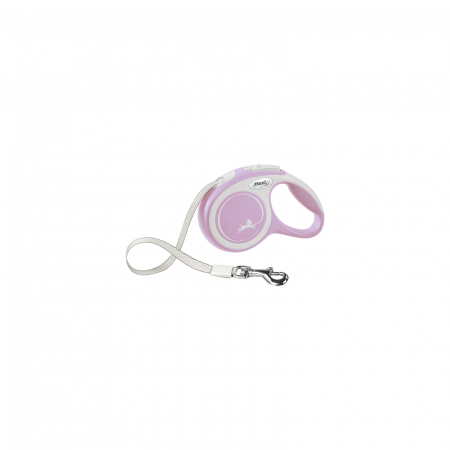 Produse pentru caini - Lesa retractabila cu banda de 3m, roz, XS, Flexi New Comfort