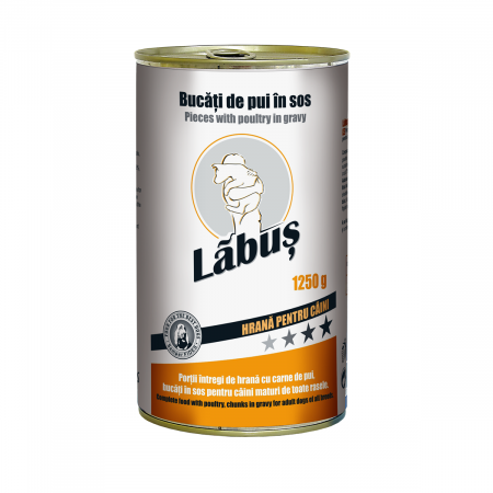 Hrana umeda - Labus, Conserva hrana umeda, caini, pui, 1250g