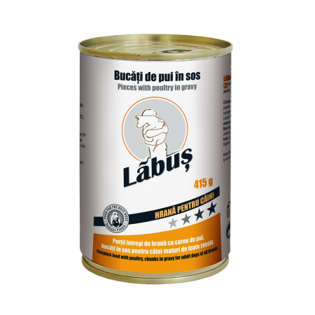 Hrana umeda - Labus, Conserva hrana umeda, caini, pui, 415g