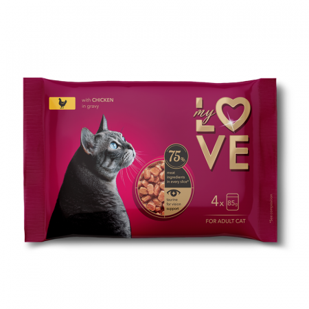 Hrana umeda - My Love, Hrana umeda pisici - Pui in sos, set 4x85g