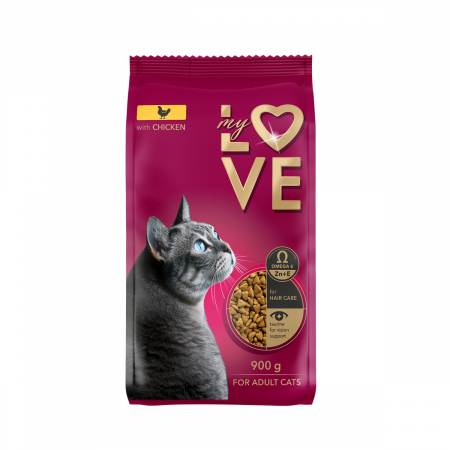 Produse pentru pisici - My Love, Hrana uscata pentru pisici, cu pui, 900g