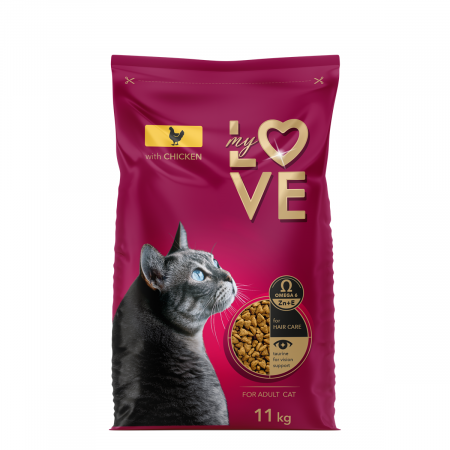 Hrana uscata - My Love, Hrana uscata pisici adulte, cu pui, 11kg