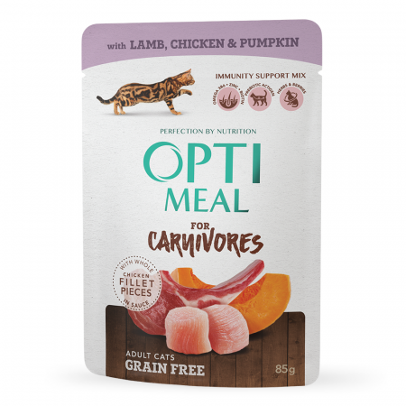 Hrana umeda, formula completa cu miel in jeleu de dovleac, Optimeal for Carnivores [1]