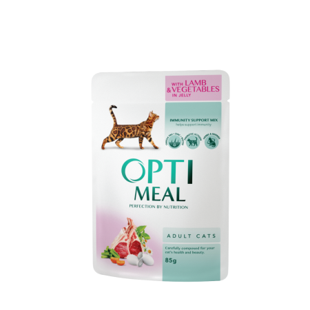 Optimeal, Hrana umeda, pisici adulte, Miel si legume in jeleu, set 3+1, 4x85g [1]