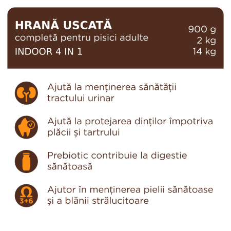 Pachet 2x2kg, Club 4 Paws Indoor 4 in 1 – Hrana uscata pentru pisici adulte de interior 4kg [4]