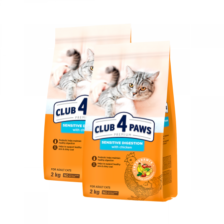 Hrana uscata - Pachet 2x2kg, Club 4 Paws Sensitive – Hrana uscata pentru pisici cu digestie sensibila 4kg
