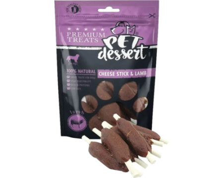 Produse pentru caini - Pet's Dessert Recompensă pentru Câini Dog Cheese Stick&Lamb, 80g LSL-03