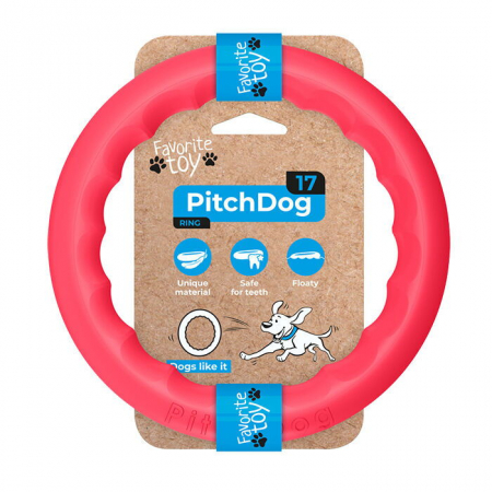 Produse pentru caini - Jucarie Inel pentru caini PitchDog, 17 cm, roz