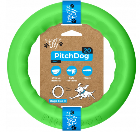 Jucarii caini - PitchDog, Jucarie Inel pentru caini, verde, 20cm