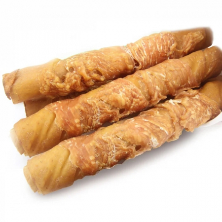 Recompensa pentru caini- Betisoare de piele de porc impletite cu pui, 16cm, 500g [1]