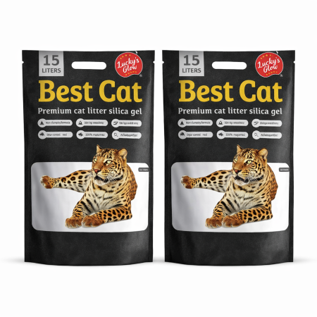 Asternut igienic - Set asternut igienic pentru pisici Best Cat, Silicat - Clasic, 2 x 15L