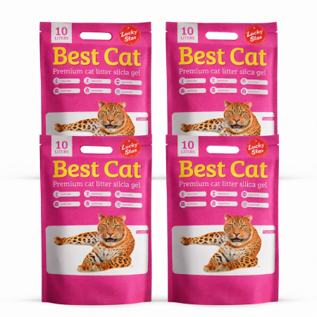 Asternut igienic - Set Asternut igienic pentru pisici Best Cat, Silicat - Floral, 4 x 10l