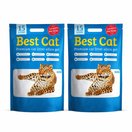 Asternut igienic - Set asternut igienic pentru pisici Best Cat, Silicat - Marin fresh, 2 x 15l