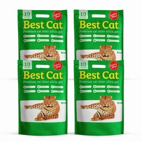 Asternut igienic - Set Asternut igienic pisici Best Cat, Silicat - Mar Verde, 4 x 10l