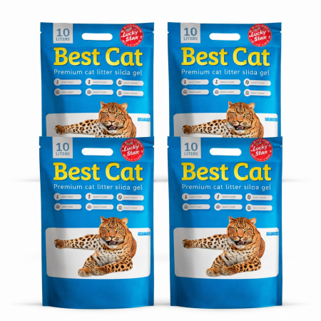 Asternut igienic - Set Asternut igienic pisici Best Cat, Silicat - Marin fresh, 4 x 10l