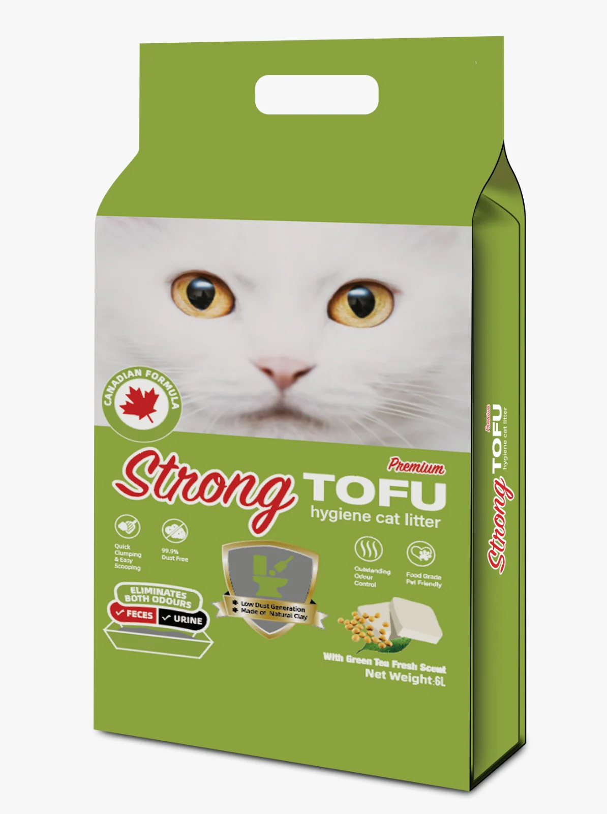 Asternut igienic - Strong Tofu Asternut igienic pisici - Ceai verde, 6L/2.5kg