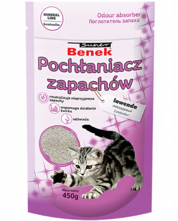 Asternut igienic - Absorbant miros neplacut pentru litiera pisicii, lavanda, Super Benek