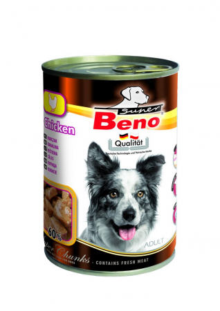 Hrana umeda - Conserva cu bucati de pui pentru caini, Super Beno