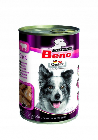 Hrana umeda - Conserva cu bucati de vita pentru caini, Super Beno