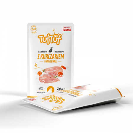 Hrana umeda - Tuf Tuf, Hrana umeda pentru caini, pui cu morcov, 500g