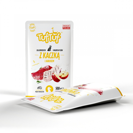 Hrana umeda - Tuf Tuf, Hrana umeda pentru caini, rata cu mere, 500g