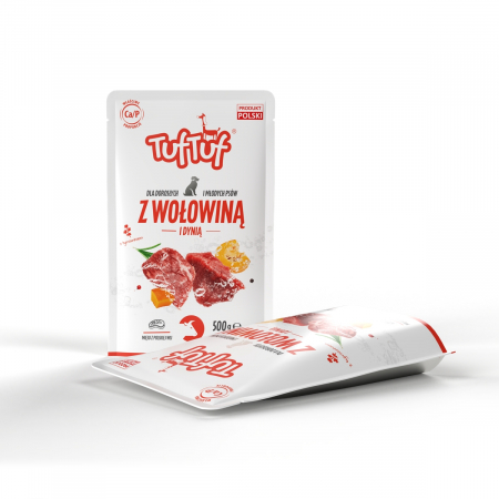 Hrana umeda - Tuf Tuf, Hrana umeda pentru caini, vita cu dovleac, 500g
