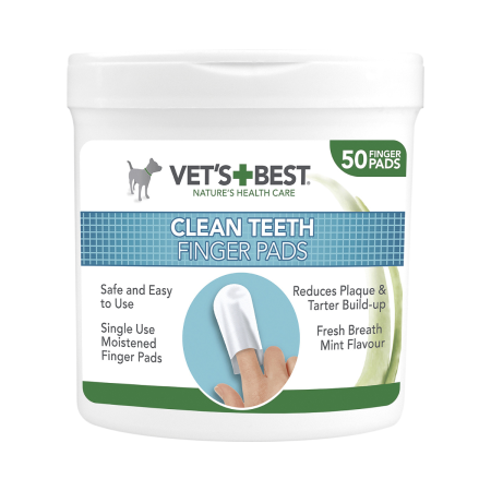 Produse pentru caini - Vet's Best, Servetele pentru igiena dintilor la caini, 50buc