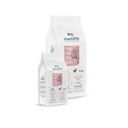 Produse pentru caini - Vincent Uno Monoprotein Grain Free Pork Hrana uscata caini adulti - Porc, 12kg