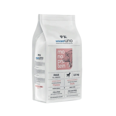 Produse pentru caini - Vincent Uno Monoprotein Grain Free Pork – Hrana uscata caini adulti, porc, 2.5kg